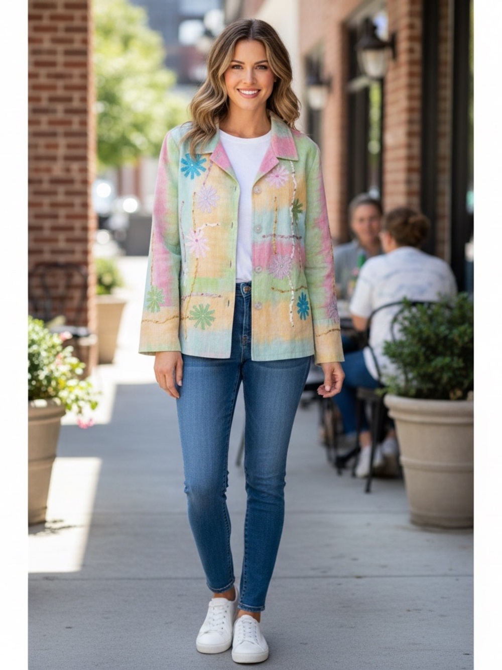 Chadwicks Pastel Multicolor Embroidered Blazer Jacket